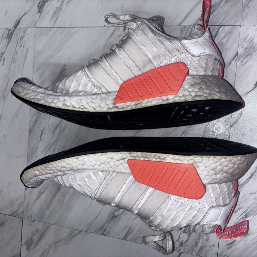 Adidas NMD R2 Primeknit Linen Women Sneaker Sz 6 Beige Khaki Coral Size: 8.5 - Picture 7 of 9